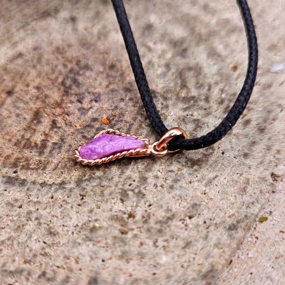 Nature Purple Sugilite Raw Stone S925 Pendant Necklace - Picture 6 of 10